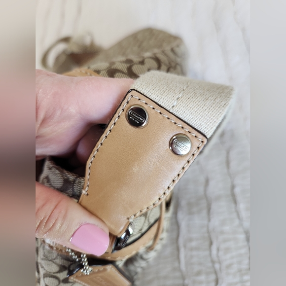 Coach Signature Print Lap Top Messenger Bag, Tan - Picture 12 of 16